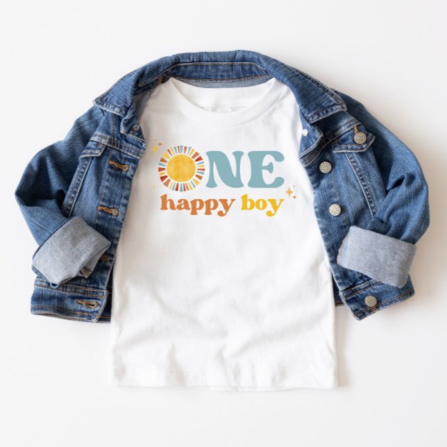 One Happy Boy Boho Sun 1st Birthday Baby T-Shirt (Creator Uploaded)