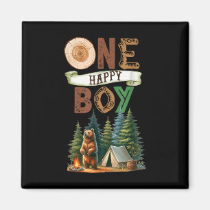 One Happy Boy Camper First Birthday Camping Bear K Magnet