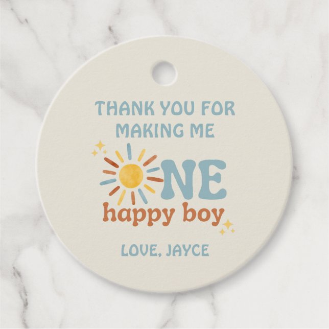 One Happy Boy Favour Tag (Front)