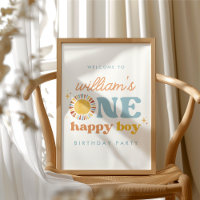 One Happy Boy Sun 1st Birthday Welcome Sign