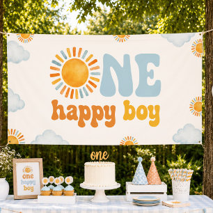 One Happy Boy Sunshine 1st Birthday  Banner