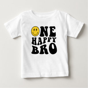 One Happy Bro Smile Boy 1st Birthday Matching  Baby T-Shirt