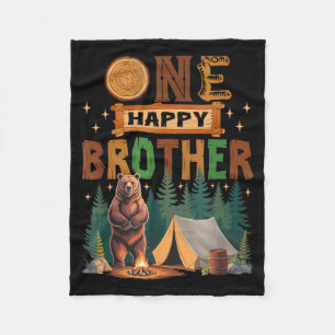 One Happy Brother Camper 1st Birthday Camng Bear  Fleece Blanket