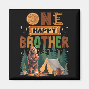 One Happy Brother Camper 1st Birthday Camng Bear Magnet