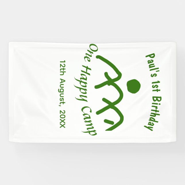 One happy camp green mountain sun 1st birthday  banner (Horizontal)