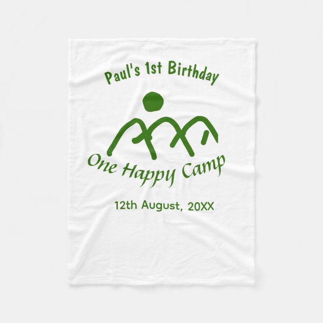 One happy camp green mountain sun 1st birthday  fleece blanket (Front)
