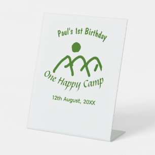 One happy camp green mountain sun 1st birthday  pedestal sign
