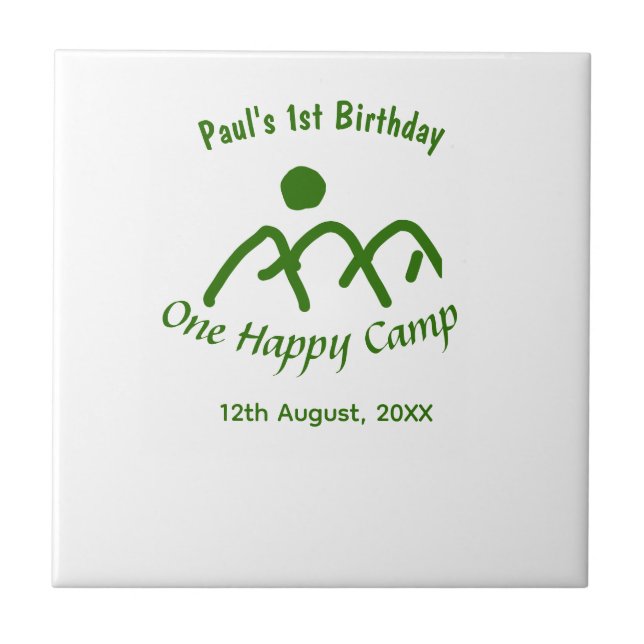 One happy camp green mountain sun 1st birthday  tile (Front)