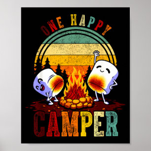 One happy camp retro marshmallow camping trip poster