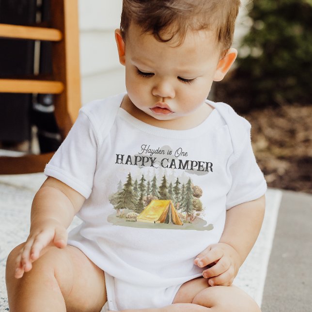 One Happy Camper 1st Birthday Camping Baby Bodysuit (Creator Uploaded)