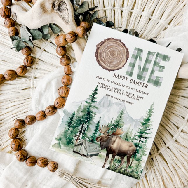 One Happy Camper 1st Birthday Camping Invitation (Creator Uploaded)