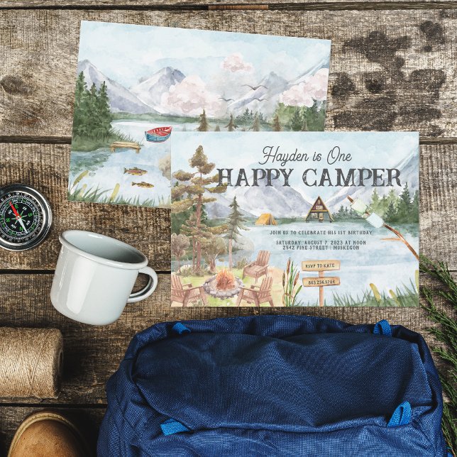 One Happy Camper 1st Birthday Camping Invitation (Creator Uploaded)