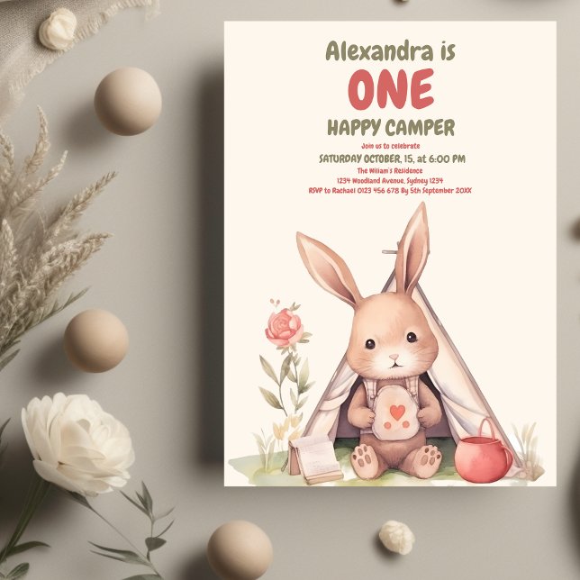 One Happy Camper 1st Birthday Camping Invitation (Creator Uploaded)