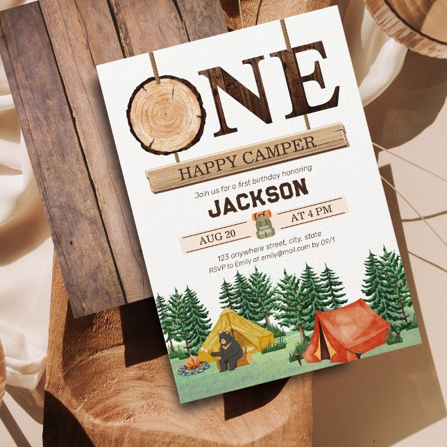One Happy Camper 1st Birthday Invitation (Creator Uploaded)
