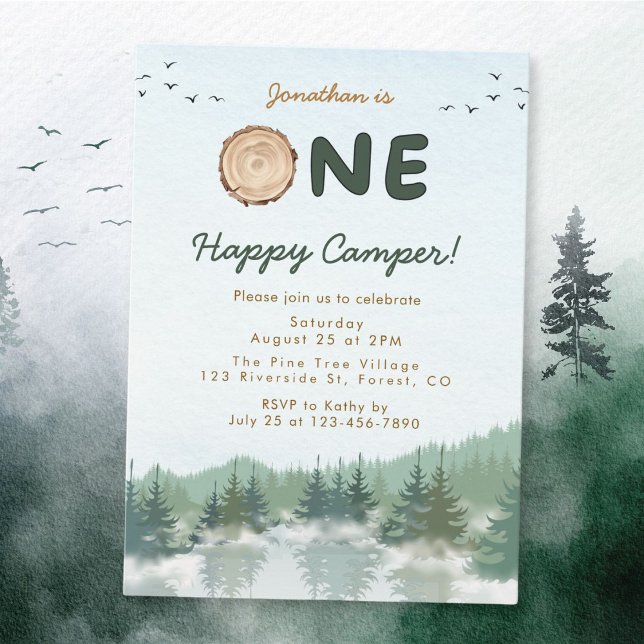 One Happy Camper 1st Birthday Invitation (Creator Uploaded)