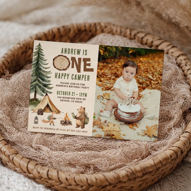 One Happy Camper 1st Birthday Invitation Photo (Creator Uploaded)