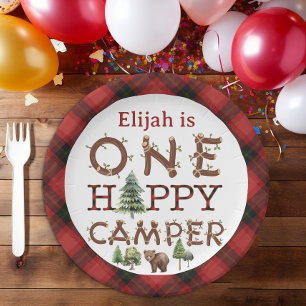 One Happy Camper 1st Birthday Paper Plate