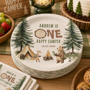 One Happy Camper 1st Birthday Paper Plates
