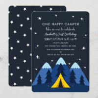 One Happy Camper 1st Birthday Party Invitation