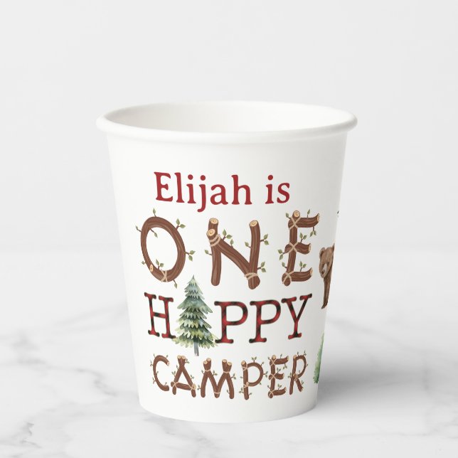 One Happy Camper 1st Birthday Party Paper Cups (Front)