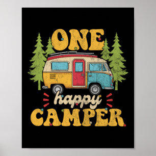 One Happy Camper 1st Birthday Party Retro Mothers  Poster
