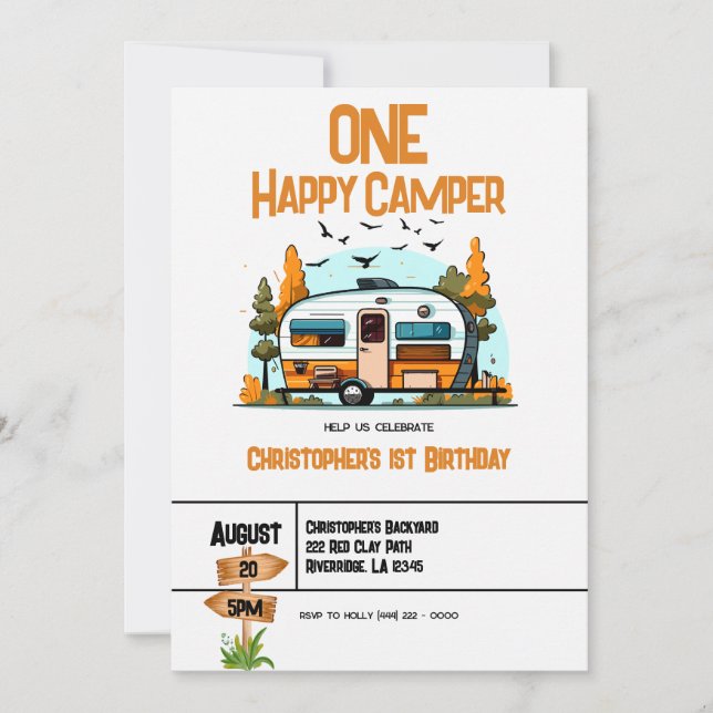 One Happy Camper Adventure 1st Birthday Party  (Front)