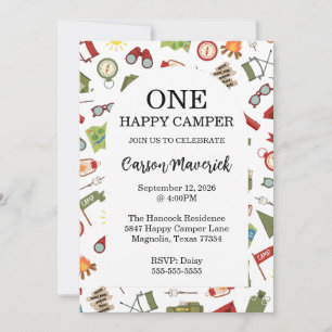 One Happy Camper Adventure Birthday Invitation