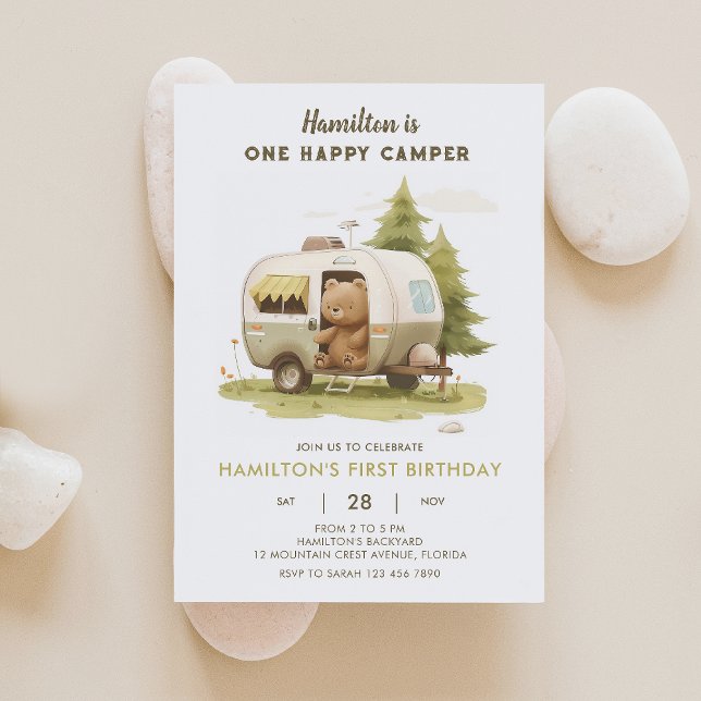 One Happy Camper Bear Birthday Invitation 5 (Creator Uploaded)