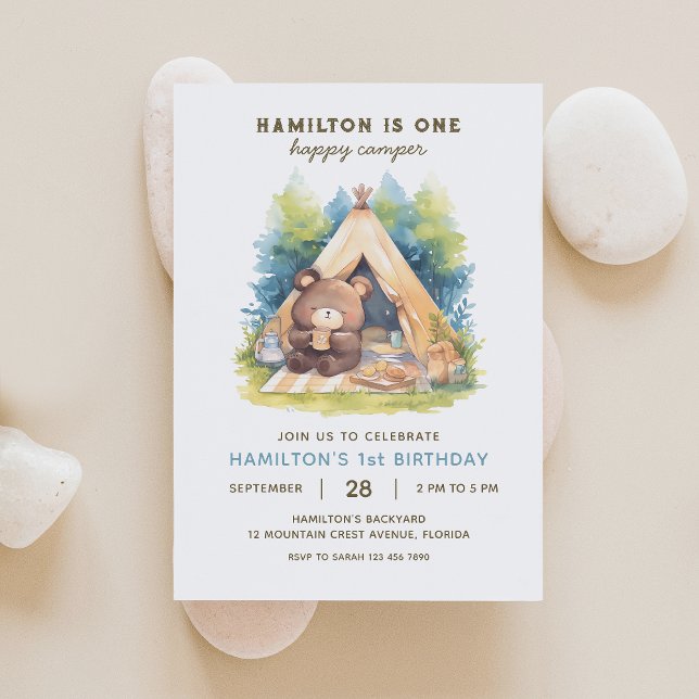 One Happy Camper Bear Birthday Invitation 7 (Creator Uploaded)