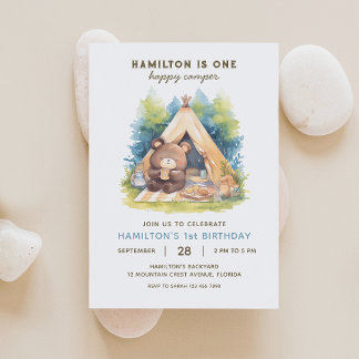 One Happy Camper Bear Birthday Invitation 7