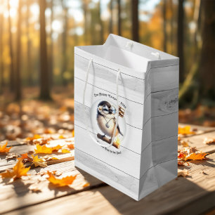 One Happy Camper Bird Rustic Camping Birthday Medium Gift Bag