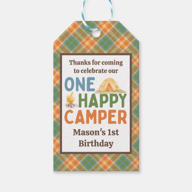 One Happy Camper Birthday Favour Tags (Front)