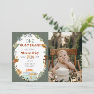 One Happy Camper Birthday Invitation Card
