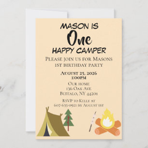 One Happy Camper Birthday Invite