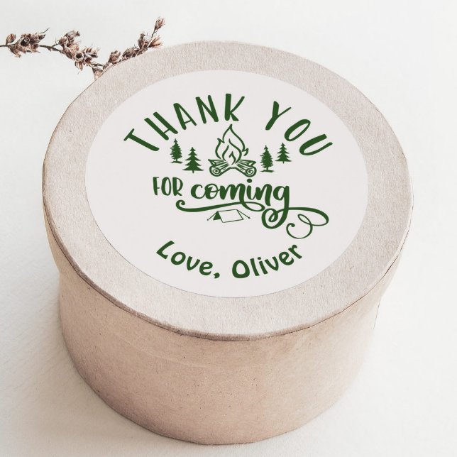 One Happy Camper Birthday Thank you Classic Round Sticker (Creator Uploaded)