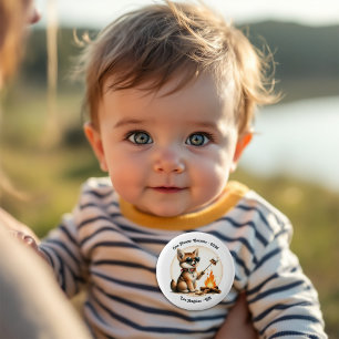 One Happy Camper Coyote Camping 1st Birthday 6 Cm Round Badge