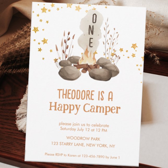 One Happy Camper Cute First Birthday  Invitation (Creator Uploaded)