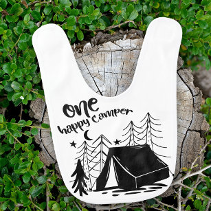 One Happy Camper Doodle Art First Birthday Bib