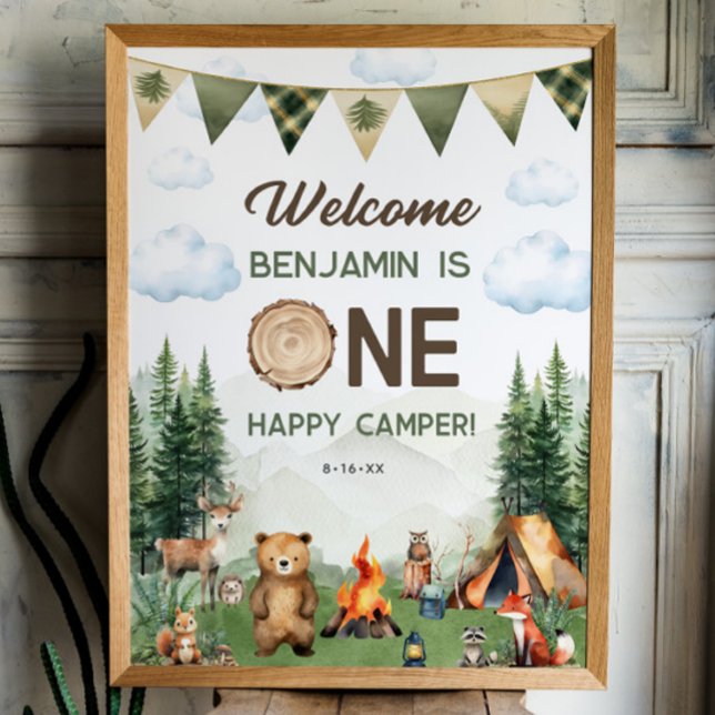 One Happy Camper First Birthday 18x24 Welcome Sign (One Happy Camper First Birthday 18x24 Welcome Sign
)