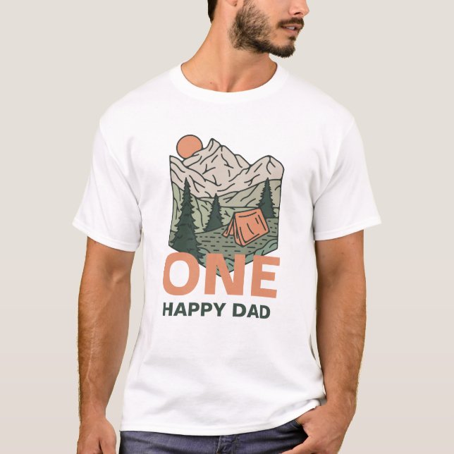 One Happy Camper First Birthday Dad Shirt (Front)