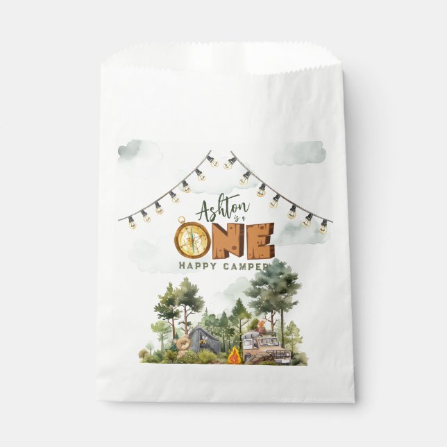 One Happy Camper First Birthday  Favour Bags (Front)