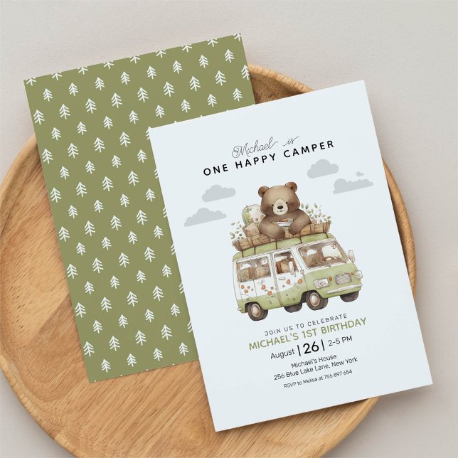  One Happy Camper First Birthday Invitation (Creator Uploaded)
