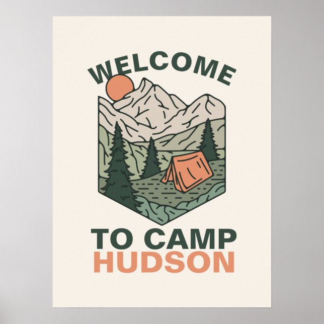 One Happy Camper First Birthday Party Welcome Sign (Front)