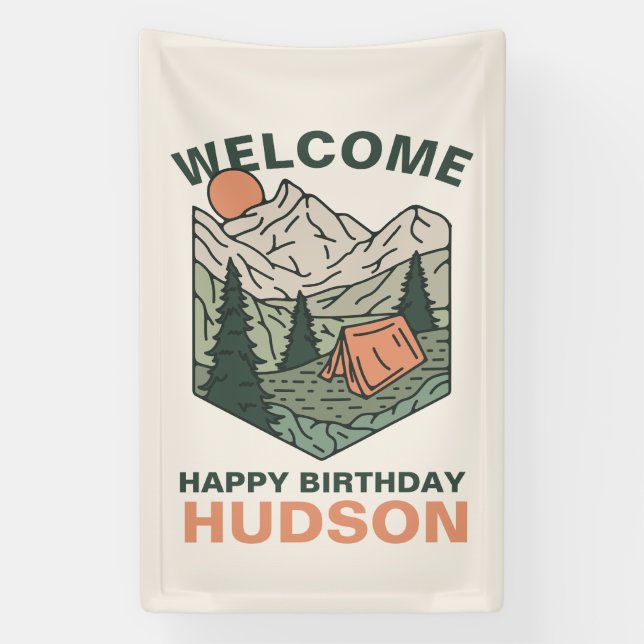 One Happy Camper First Birthday Party Welcome Sign (Vertical)
