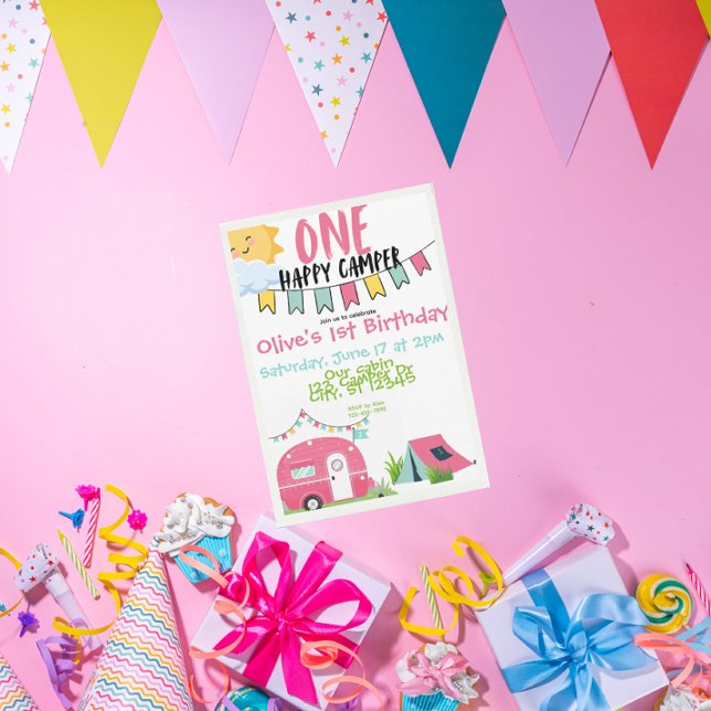 One Happy Camper Girl birthday Invitation (Creator Uploaded)