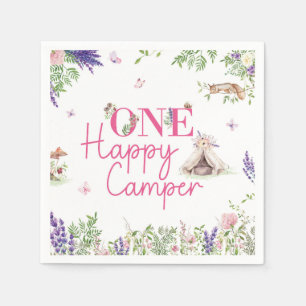 One Happy Camper Girls First Birthday Party Napkin