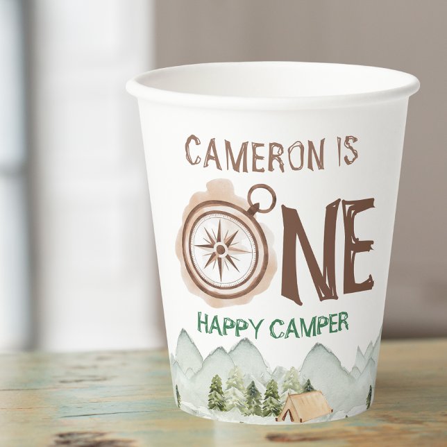 One Happy Camper Mountains 1st Birthday Party Paper Cups (Creator Uploaded)
