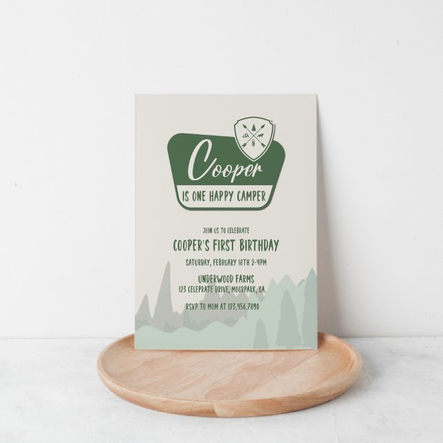 ONE happy camper, One First Birthday, Woodland Invitation (Creator Uploaded)