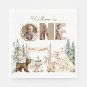 One Happy Camper Photo First Birthday Napkin