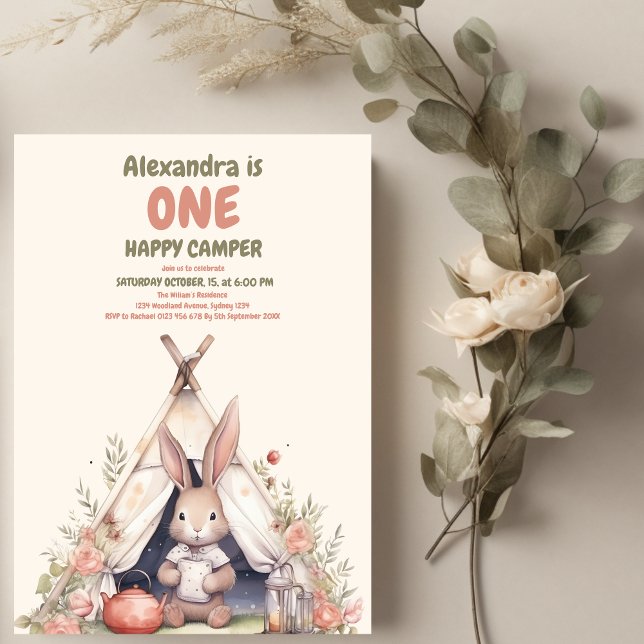 One Happy Camper Rustic 1st Birthday Invitation (Creator Uploaded)